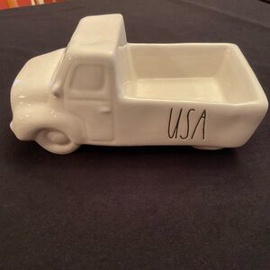 Rae Dunn White Ceramic USA Pickup Truck